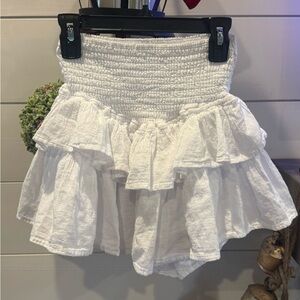 Altar'd State White Ruffled Mini Skirt
